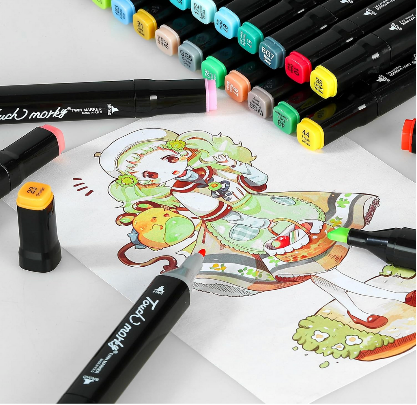 100 Vibrant Colors. Double Head Alcohol Permanet Markets Art Pen for children and adults. Highlighter Sketch Markers for Coloring, Painting, Sketching or Drawing.