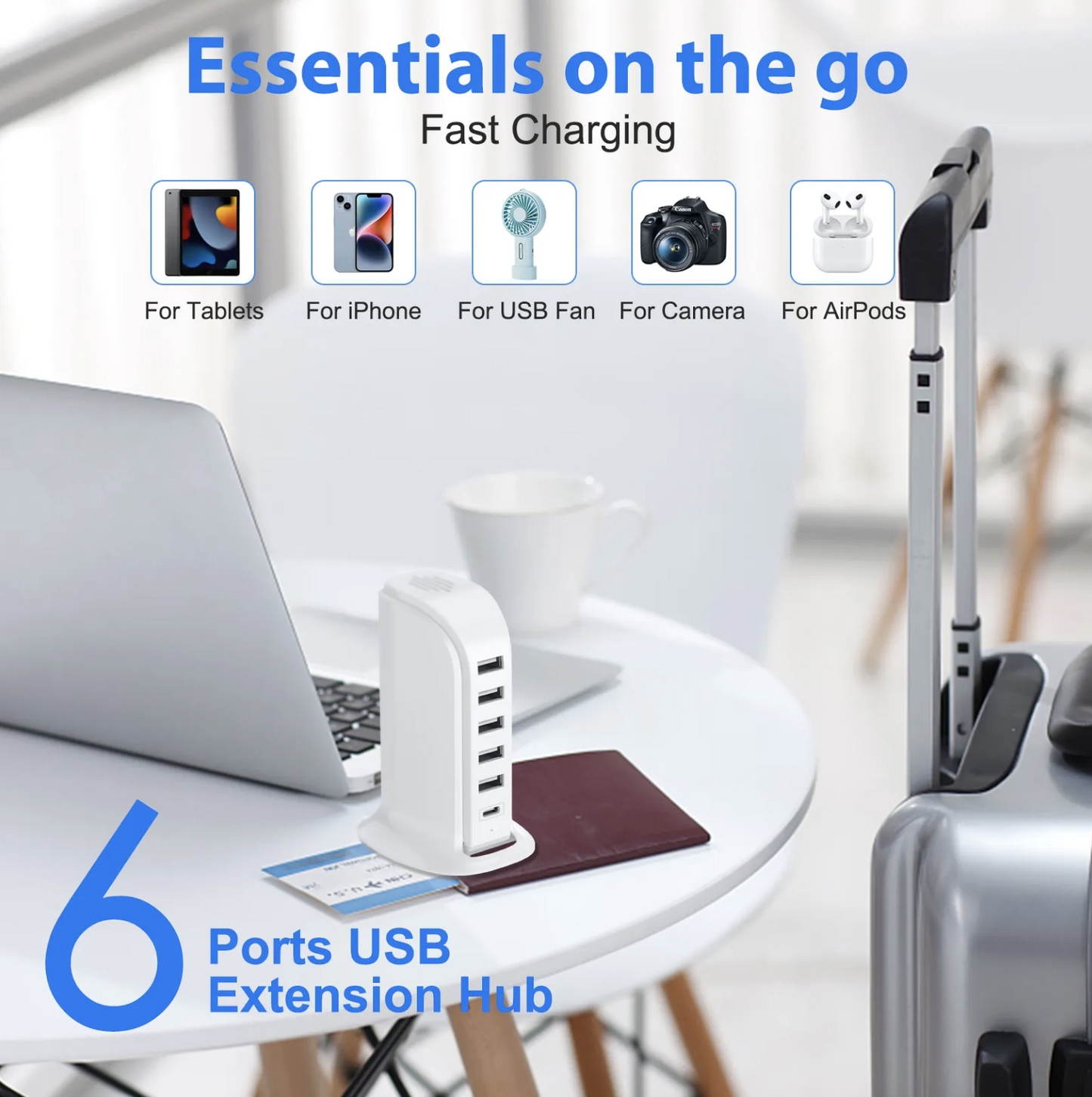 Multi Ports Charger (Charging 6 Devices Simultaneously)